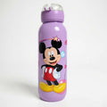 Kids 750ml Plastic Water Bottle with Flip Straw Lid Cartoon Print