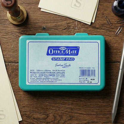 OfficeMate Green Feather Touch Stamp Pad for Office And School Use (155x95 mm)