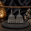 Oxidised Silver Jhumka Earrings for Women with Traditional Dome Design Stylish Pair