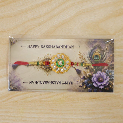 Kundan Flower Rakhi Traditional Floral Design for Brother (10pcs)