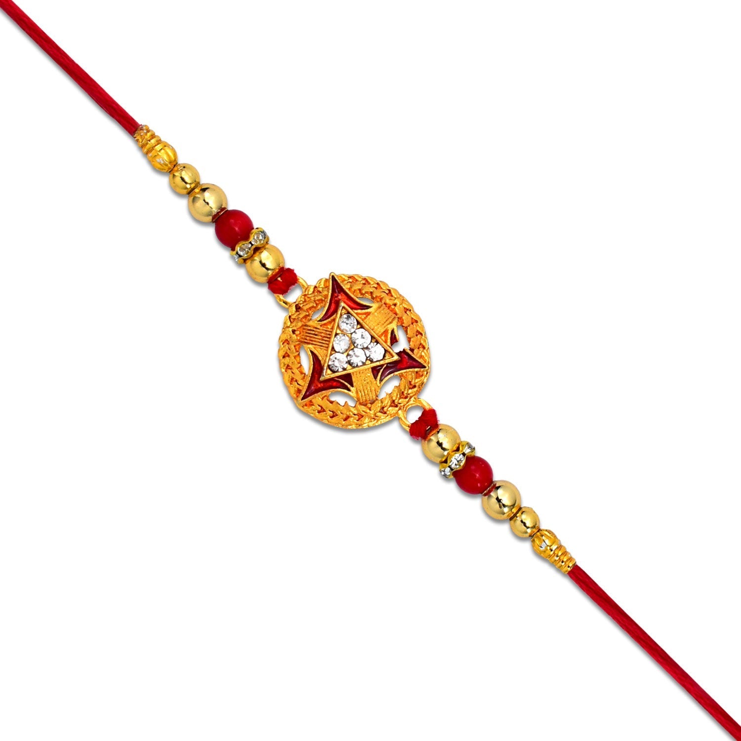 Gold-Plated Round Rakhi Traditional Design for Brother (10pcs)