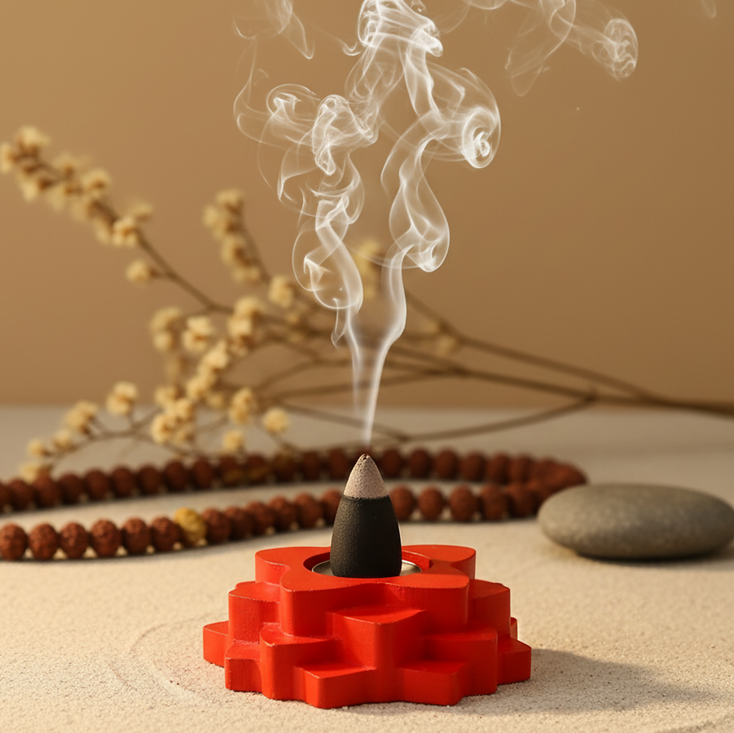 Flower 4-Step Decorative Diya Multi-Purpose Tealight Candle Holder, Dhoop Cone Stand, Pooja Diya & Mini Planter(Red, Rose Gold, Metallic Pink)