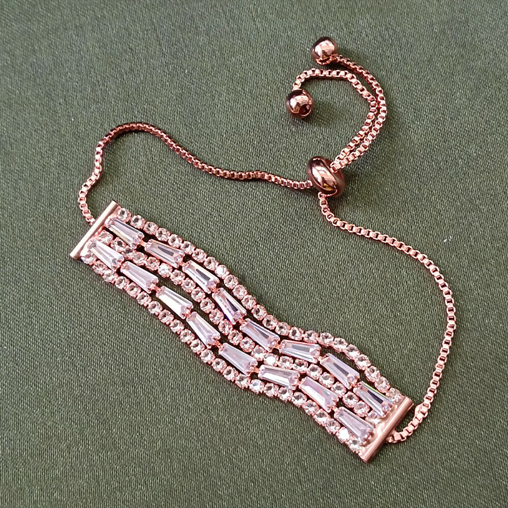 Rose Gold Plated Ad Stone Adjustable Bracelet