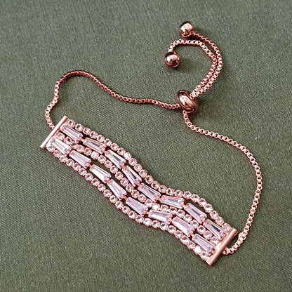 Rose Gold Plated Ad Stone Adjustable Bracelet