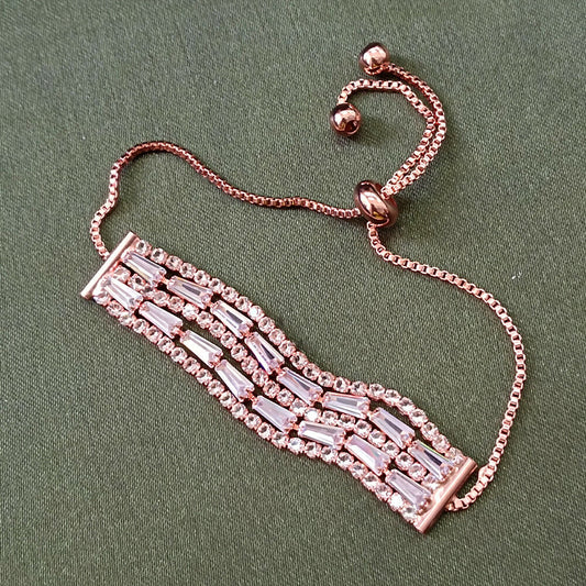 Rose Gold Plated Ad Stone Adjustable Bracelet