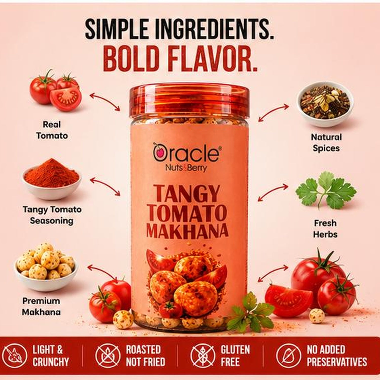 Fresh tangy tomato-flavored fox nuts in pack, healthy snacking choice