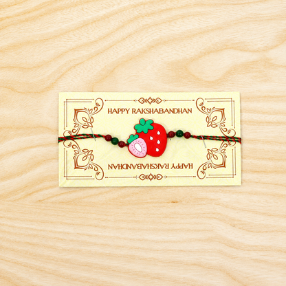 Strawberry Charm Kids Beaded Rakhi for Brother - Festive Design (10pcs)