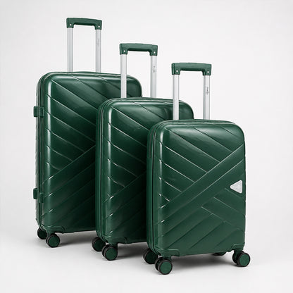 Green Premium Travel Trolley Suitcase with 360° Wheels, TSA Lock & Pull Handle
