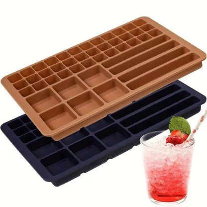 Multi-color square and lollipop shape ice trays stacked