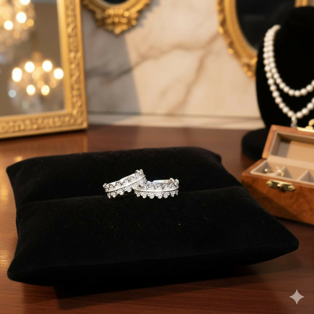 Silver plated Scalloped Heart Toe Ring Bichiya for women and girls