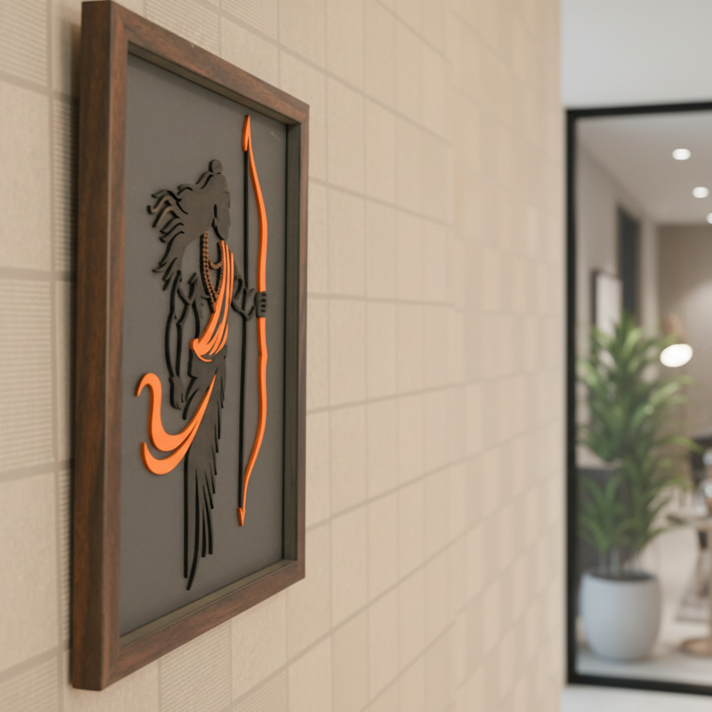 Handcrafted Multi-Layer Wooden Lord Ram Wall Art – 3D Laser Cut Shri Ram Divine Frame