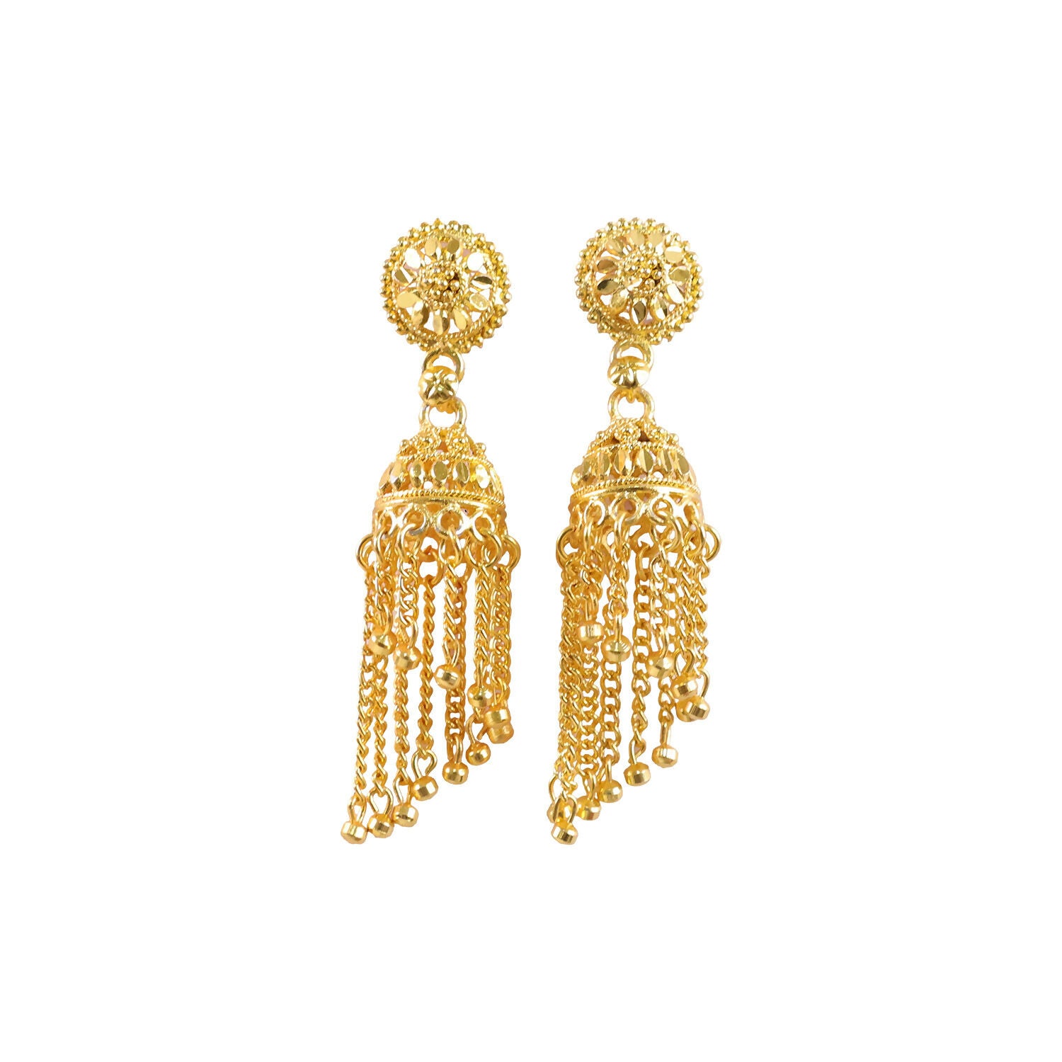 Elegant Traditional Gold Tone Jhumka Earrings for Women Ethnic Party Wear Drop Earrings