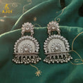 Oxidized Silver Jeco Chandbali Earrings – Elegant Traditional Jewelry