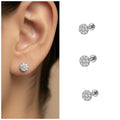 Silver Plated Crystal Cluster Stud Earrings – Brilliant Sparkle Pack of 3