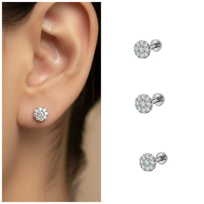 Silver plated crystal cluster stud earrings combo pack showcasing the brilliant sparkle of round crystals