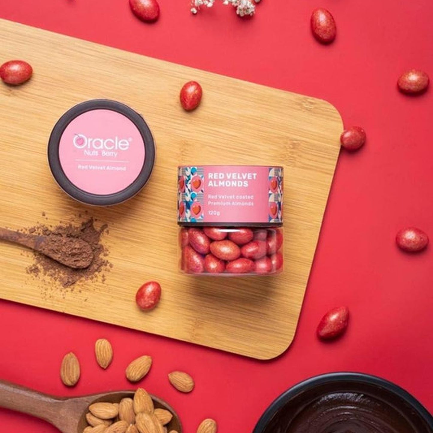 Oracle Red Velvet Almonds Dragees, Red Velvet Chocolate-Coated Crunchy Badam 120g