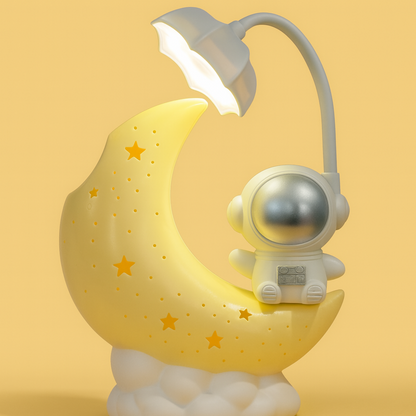 Astronaut Moon LED Night Lamp with Warm Glow for Kids Room, Bedroom, Nursery, Study Table & Gift