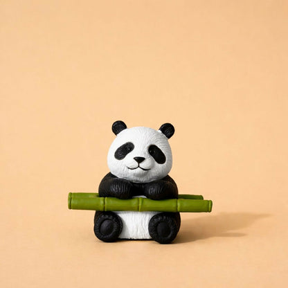 Cute Panda Sitting with Bamboo poly-resin Showpiece | Mini Panda Home Decor Figurine