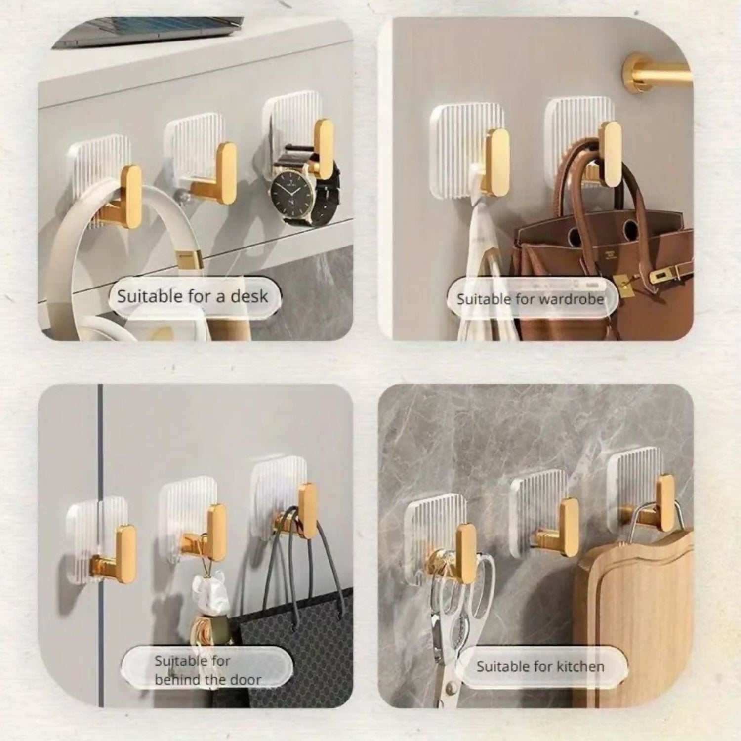 Adhesive Acrylic Towel Hooks pack of 4