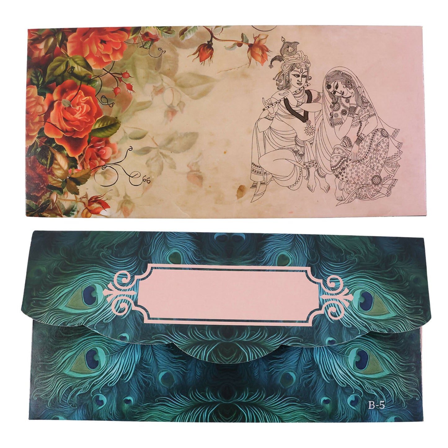 Designer A4 Size Money Gift Envelopes with Peacock Feather & Floral Patterns for Wedding, Festive & Cash Gifting – Pack of 10