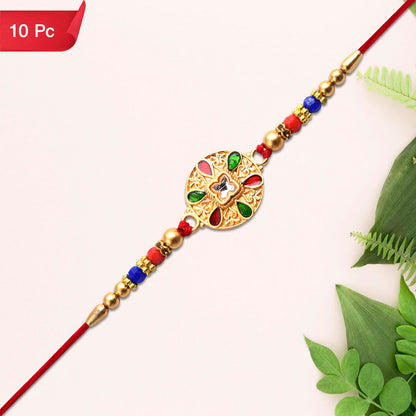 Traditional Meenakari Rakhi Multicolor Enamel & Kundan Stones (10pcs)