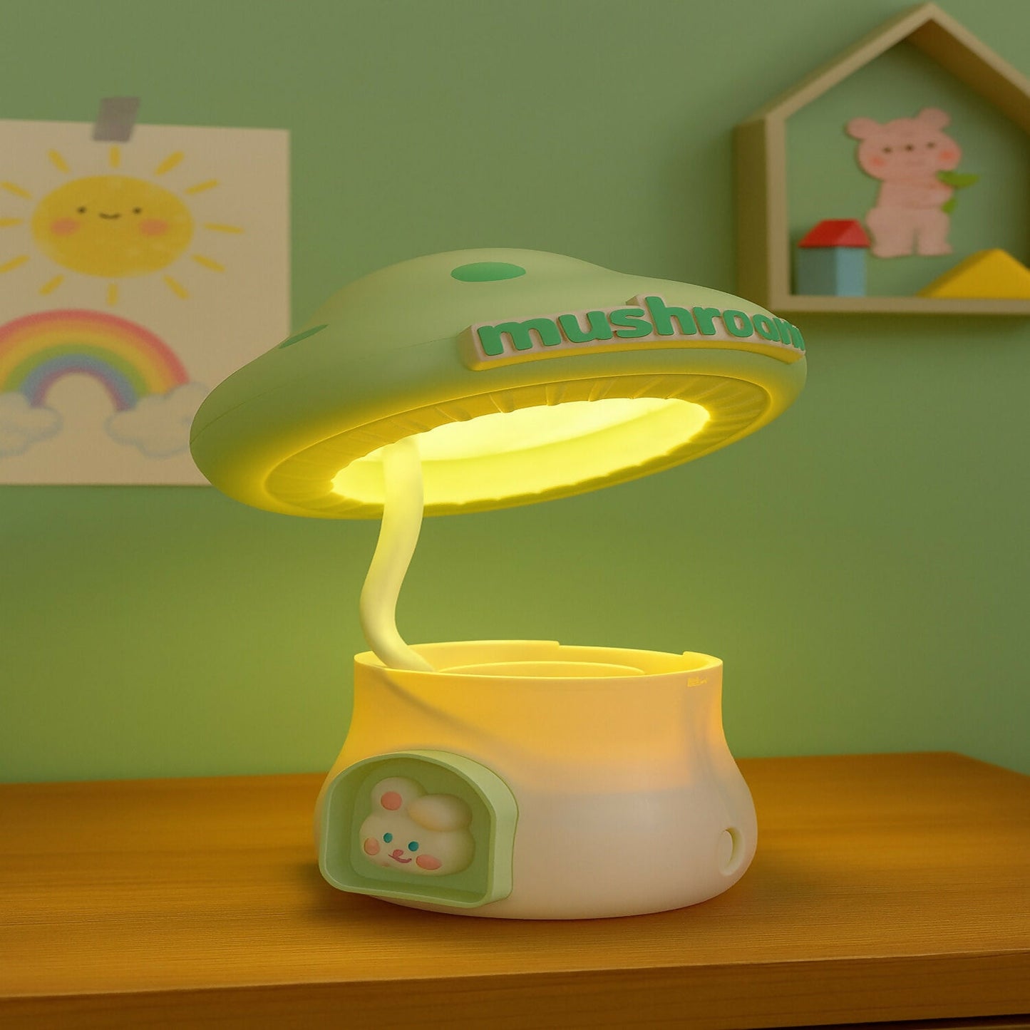 Mushroom Shape LED Night Lamp for Kids Room, Soft Warm Bedside Light