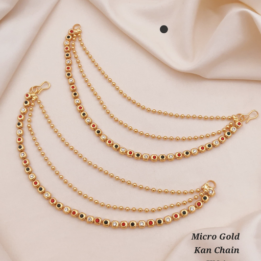 High Quality Gold Plated Triple Strand Ear Chains for Weddings (Multi)
