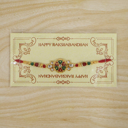 Floral Cluster Stone Designer Rakhi for Brother (10pcs)
