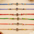 Classic Cross Motif Rakhi with Side Bead Accents (Pack of 6)