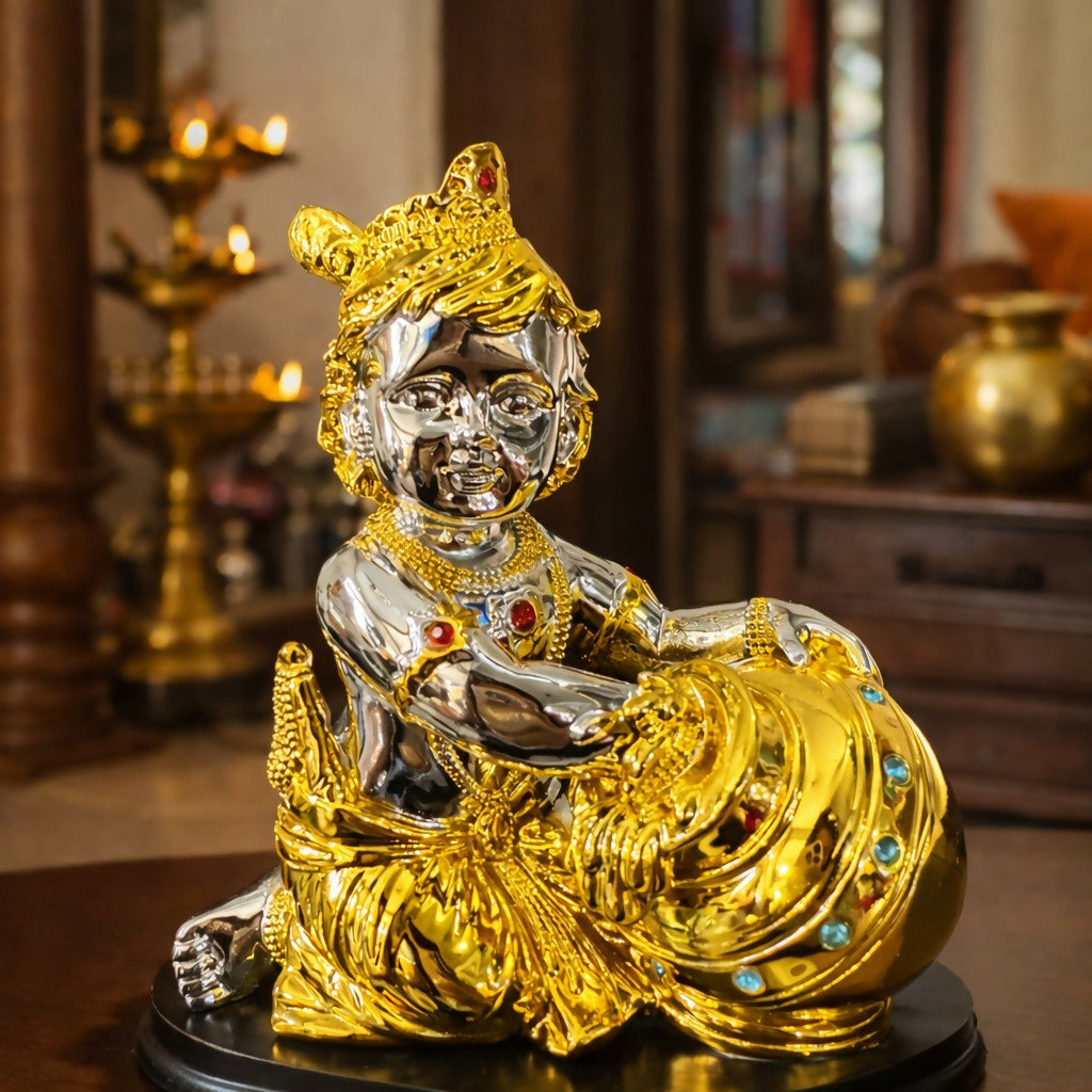 Bal Krishna Makhan Chor Decorative Statue for Home Temple & Decor