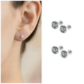 Silver Plated Round AD Solitaire Stud Earrings – Combo Pack of 3