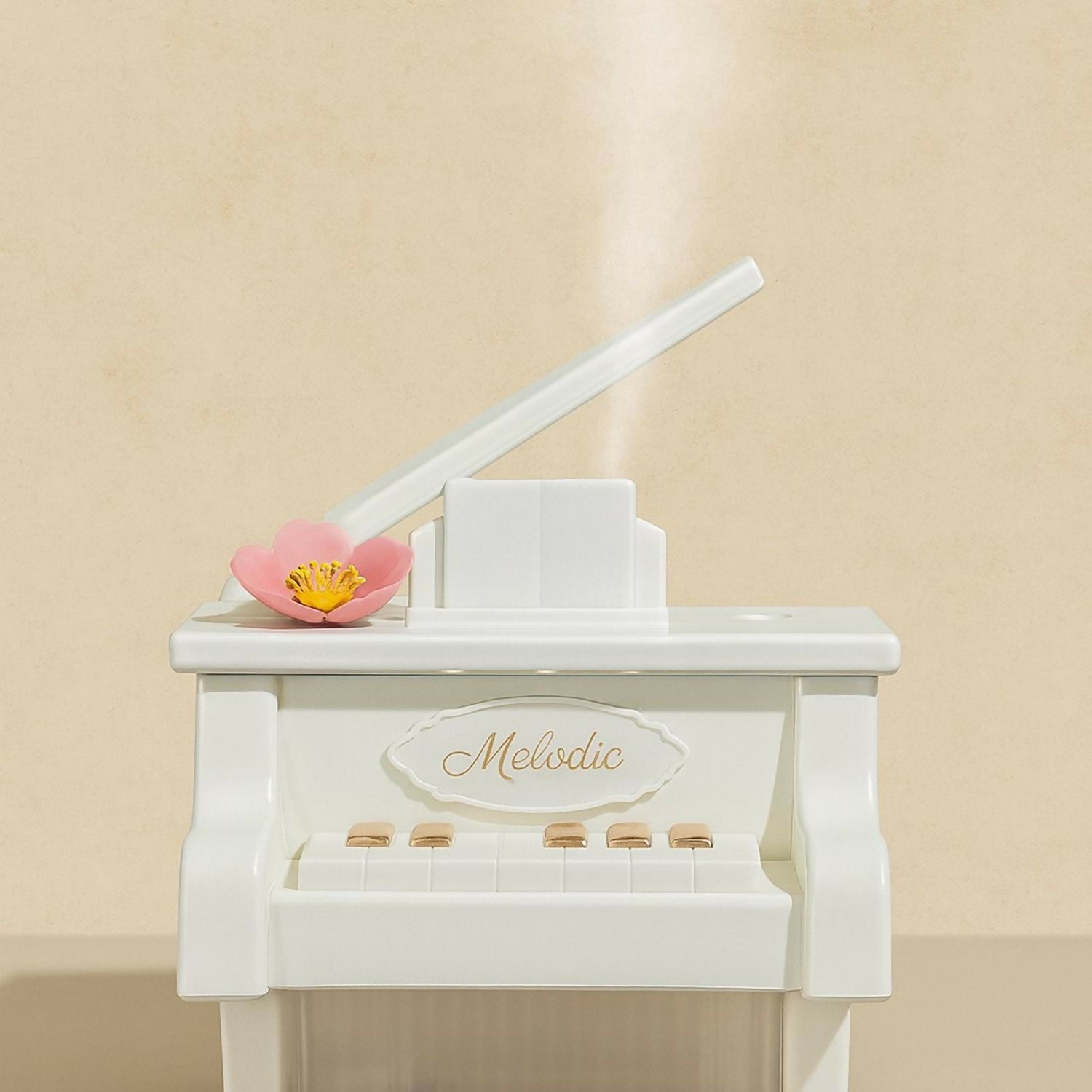 White Piano USB Mini Humidifier with Night Light for Bedroom & Office