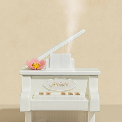 White Piano USB Mini Humidifier with Night Light for Bedroom & Office