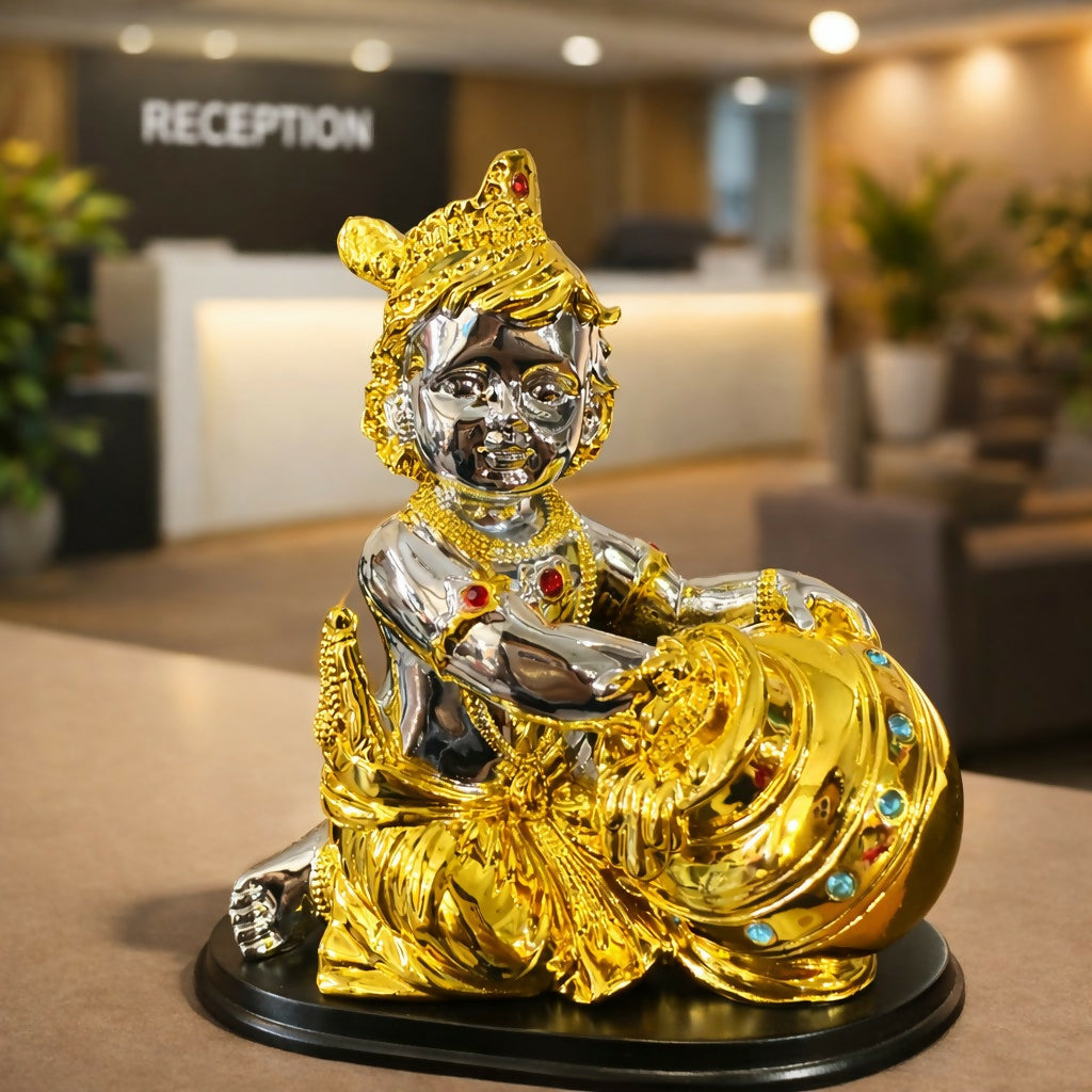 Bal Krishna Makhan Chor Decorative Statue for Home Temple & Decor