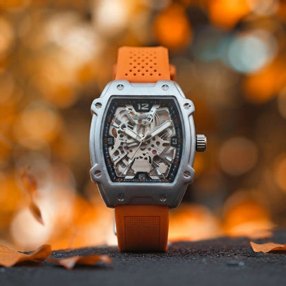 Premium Silver Dial Men's Watch With Silicone Strap For Trendy Casual Style