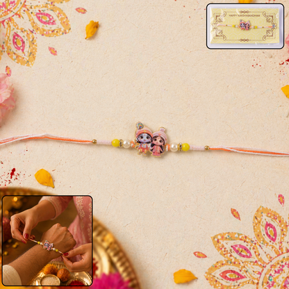 Lord Krishna Radha Rakhi Devotional Gift for Brother (5pcs)