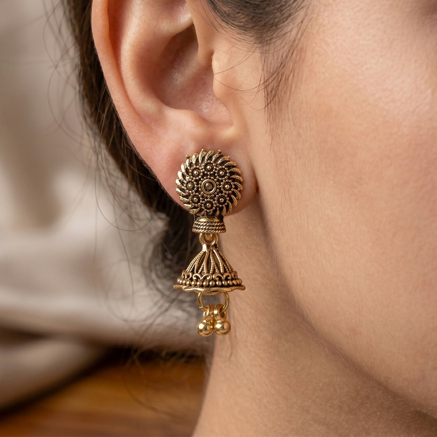 12 Pair Oxidised Square Jhumka Earrings Set - Traditional Jewellery