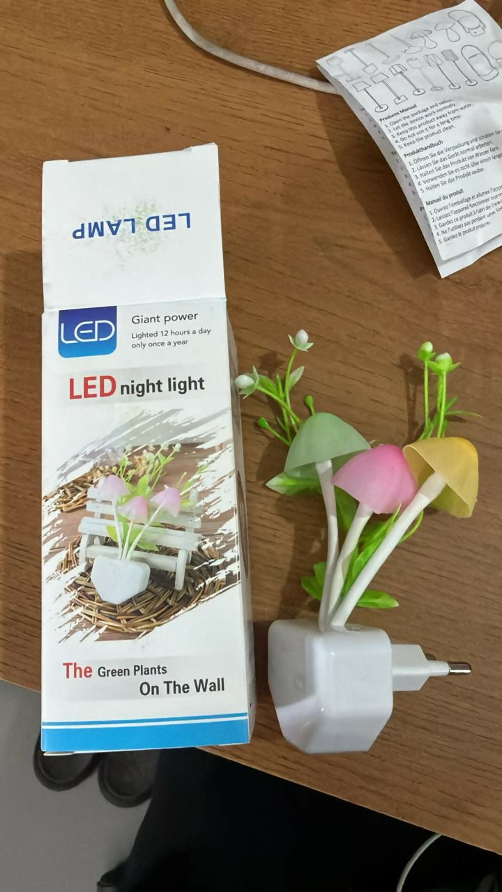 Close-up of mushroom night light plug-in LED lamp