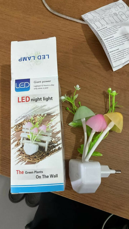 Close-up of mushroom night light plug-in LED lamp