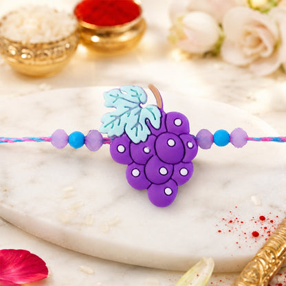 Shop Grape Bunch Charm Kids Beaded Designer Rakhi for Brother (10pcs)