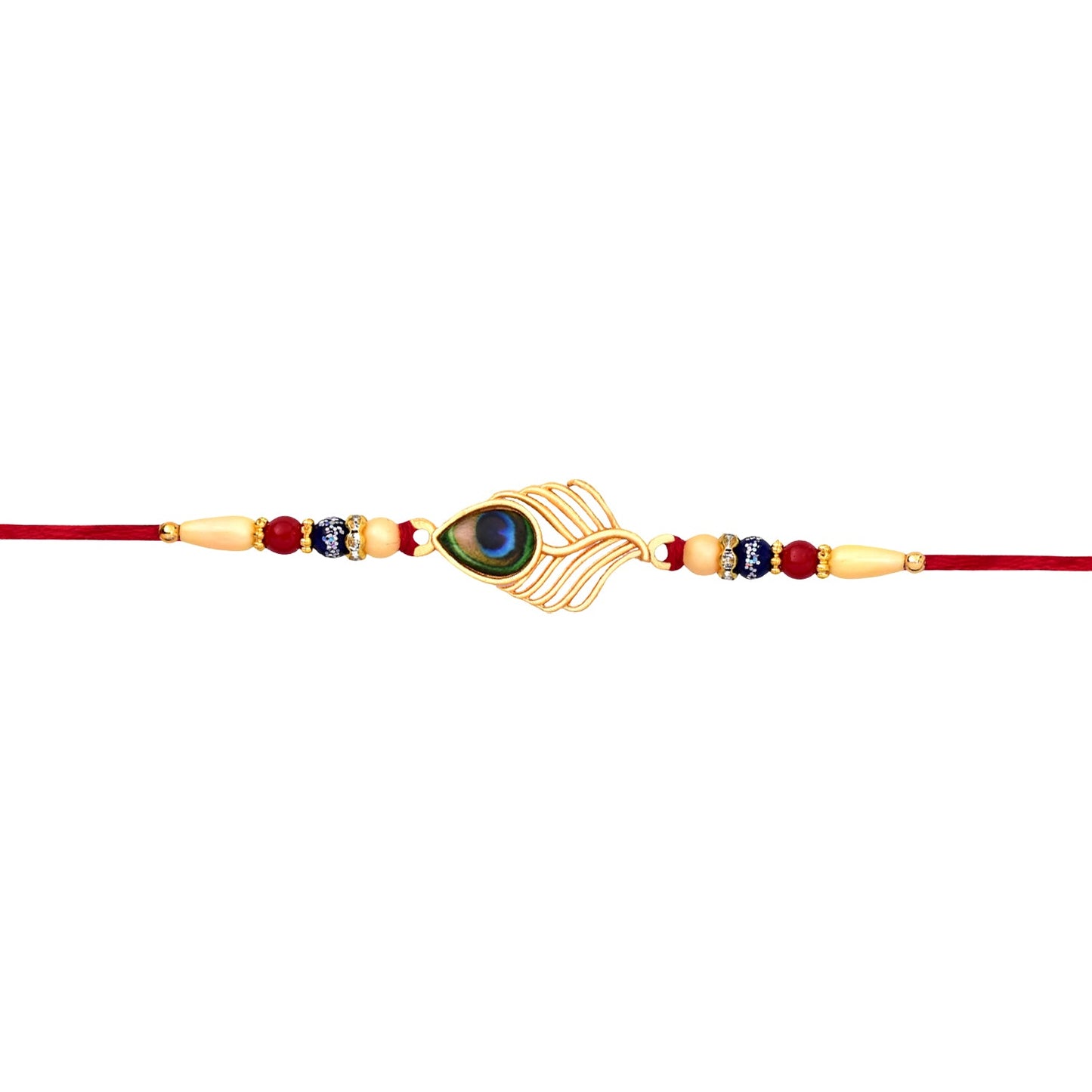 Peacock Rakhi Beaded Design for Brothers, Handcrafted (5pcs)