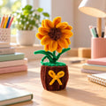 Sunflower Pipe Cleaner Plant in Bow Accent Pot for Home and Office Table Decoration