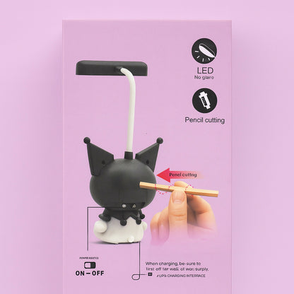 Cute Cartoon LED Desk Lamp with Pencil Sharpener, Rechargeable Study Light