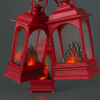 Set of 3 Decorative Red LED Lanterns with Realistic Fire Flame Effect | Vintage Hanging & Tabletop Lantern Lights | Battery Operated Smokeless Fireplace Glow for Home, Diwali, Christmas, Party & Festive Decoration