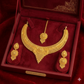 Heritage Gold-Tone Necklace Set with Matching Earrings and Maang Tikka for Women
