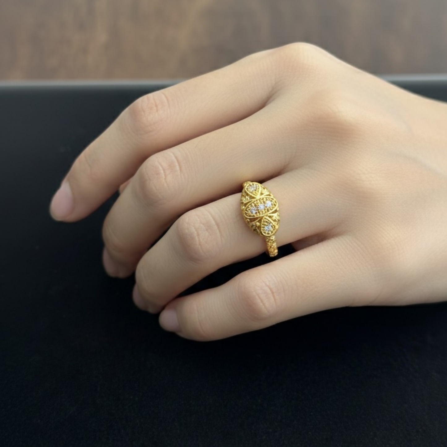 Elegant Gold-Tone Designer Ring – Pack of 6 (Mix Collection)