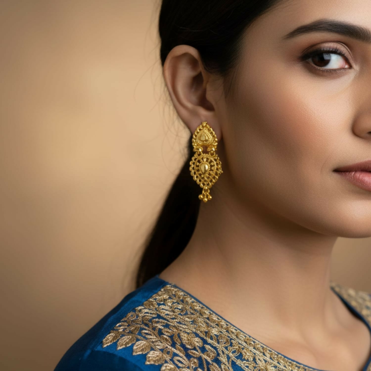 Wedding Special Golden Jhumki Earrings | Fancy Designer Collection
