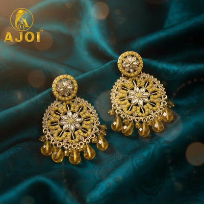 Golden Amber Floral Earrings