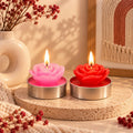 Pack of 12 Rose Shape Tealight Candles for Romantic & Festive Decor