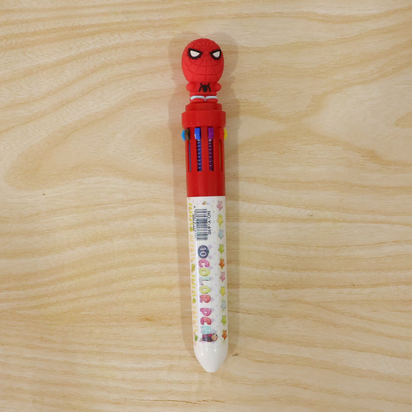 Multi-ink pen with superhero topper vibrant ink colors